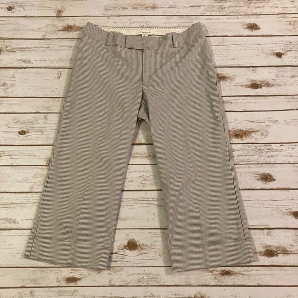 Banana Republic Blue and White Seersucker Wide Leg Cropped Pants Size 12